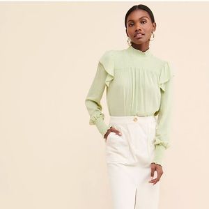 Anthro / English Factory Ruffled Mock Neck Blouse